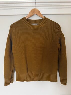 Everlane Men's Olive-Tan Textured Crewneck Sweater
